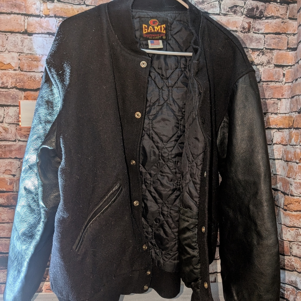 The Game Black Bomber Jacket with Ribbed Collar